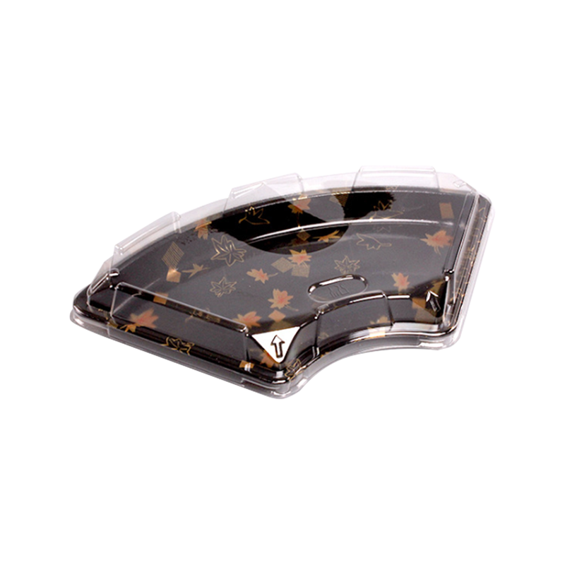 Recipiente descartável para comida de sushi em forma de leque