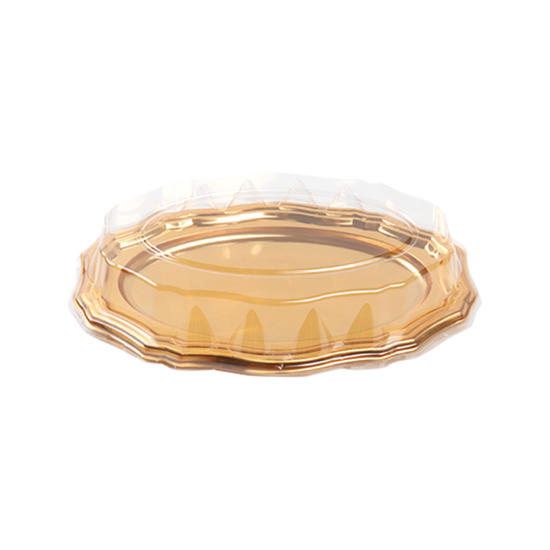 Bandeja de bolo de plástico dourada