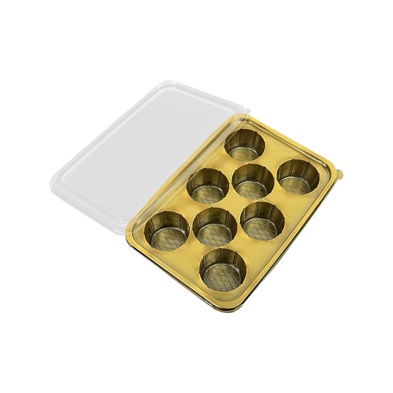 Caixa de embalagem plástica descartável para panificação com 8 cavidades
