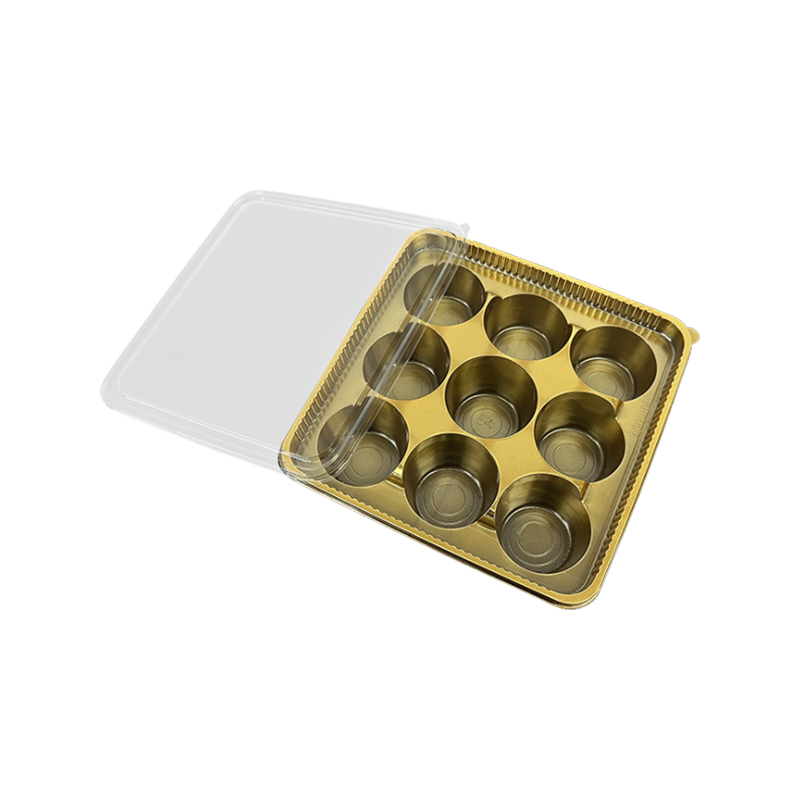Caixa de embalagem de doces PET circular com 9 cavidades
