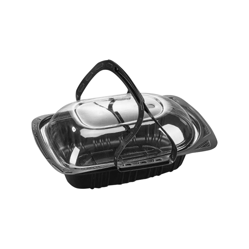 Recipiente portátil de plástico descartável para frango assado