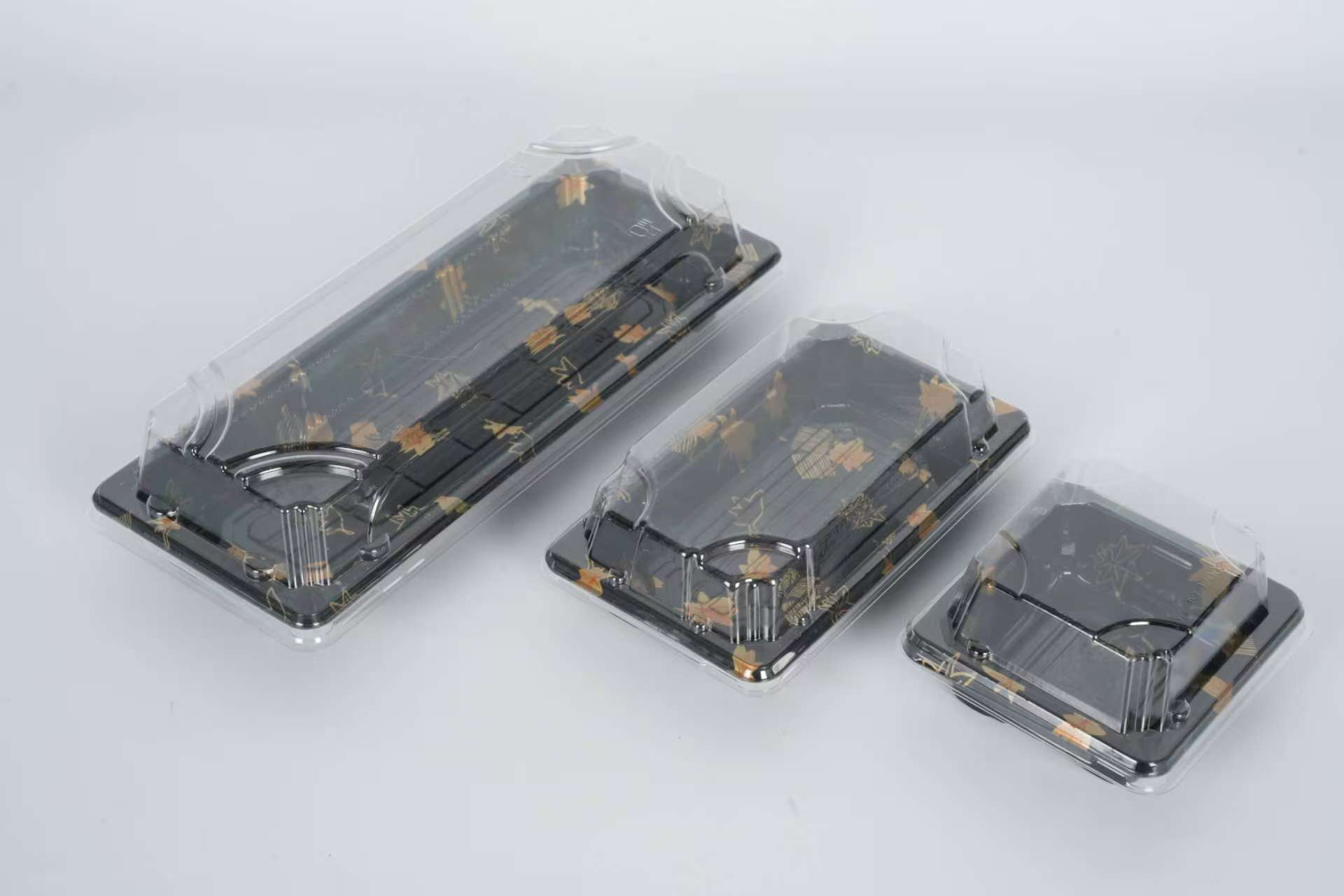 Caixa de bandeja de comida de sushi de plástico descartável de material PP 