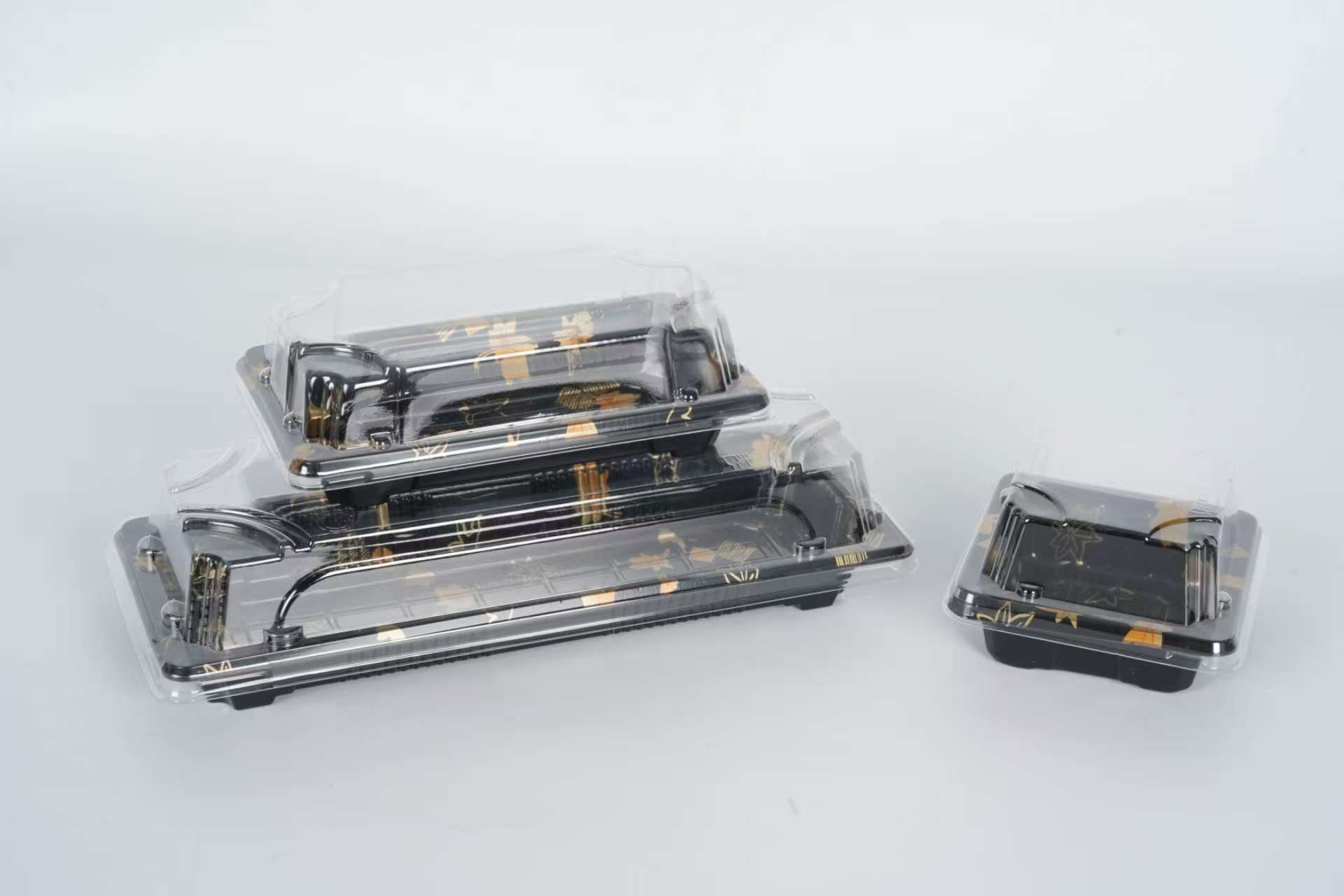 Caixa de bandeja de comida de sushi de plástico descartável de material PP 