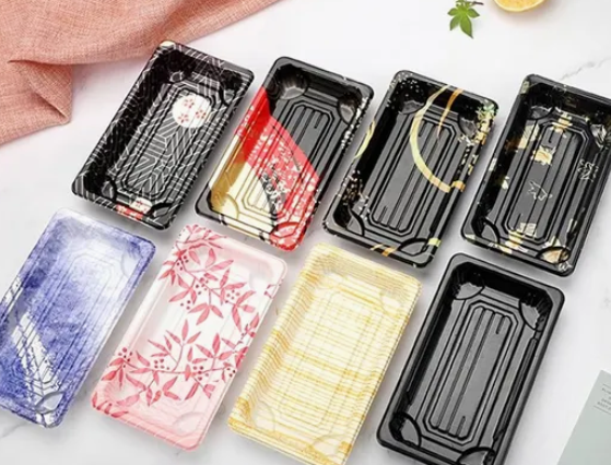 Caixa de bandeja de comida de sushi de plástico descartável 